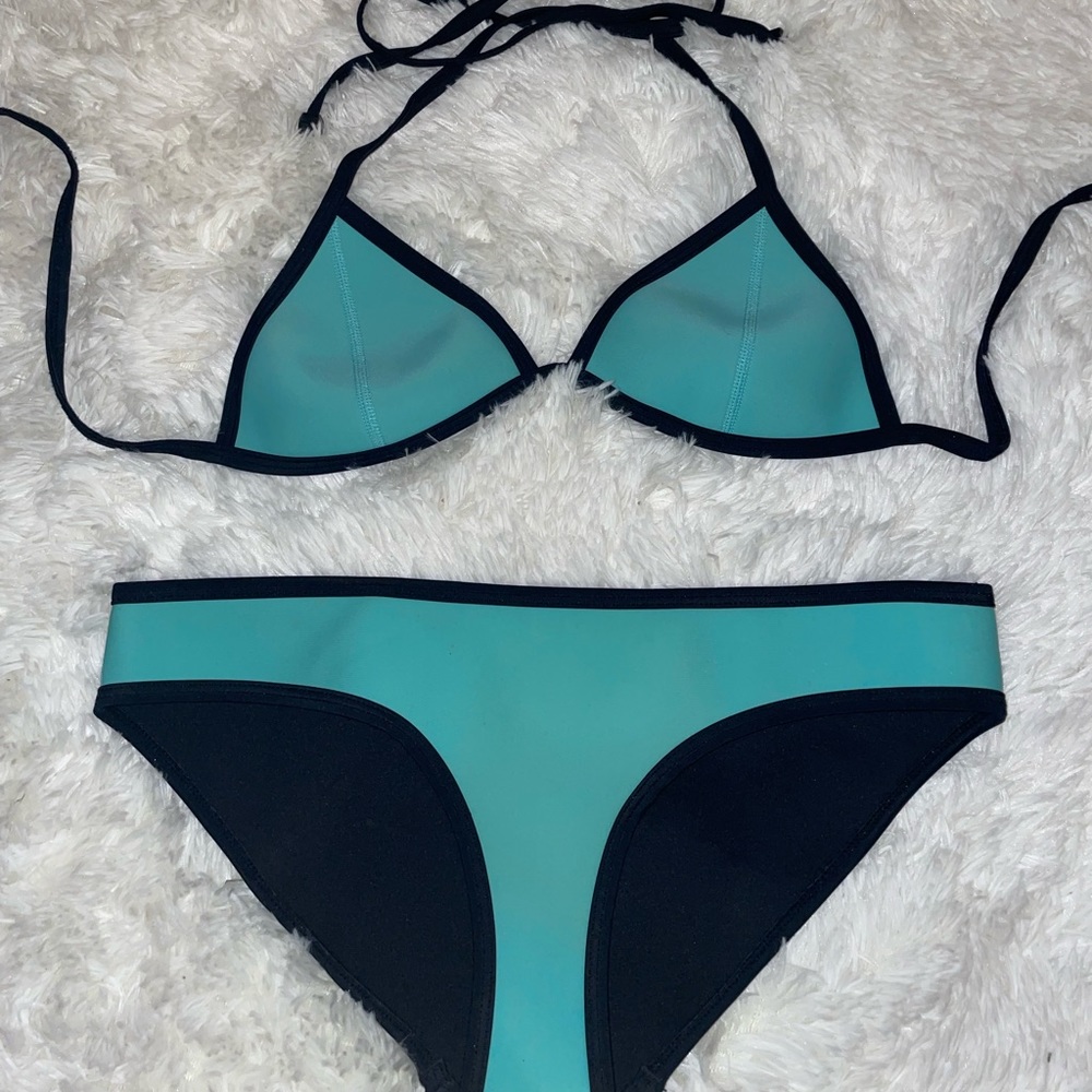 Turquoise and Black Triangl Bikini